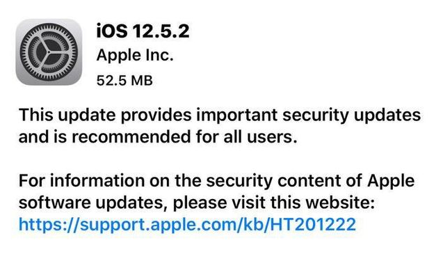 开化苹果手机维修分享iOS12.5.2发布，建议所有老苹果用户安装 